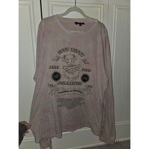 New Girl Order Pink Graphic Long Sleeve Crew Neck Relaxed Tee Size 10 Anti Hate